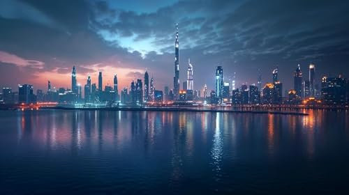 Dubai Downtown Skyline, City Skyline, 12000-teiliges Stadtspiel-Holzpuzzle für Heimdekoration
