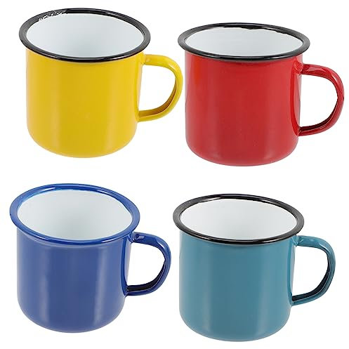 PHENOFICE 4 Pezzi Tazza Smaltata Stile Semplice Tazza D'acqua Portatile Per Casa Ufficio Multiuso
