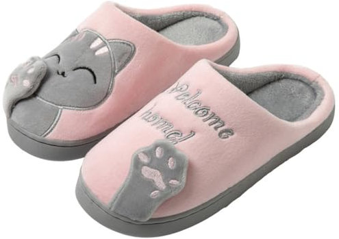 Carino Cartone Animato Pantofole da Casa Bambini Uomo Donna Inverno Peluche Ciabatte Interne Comode Caldo Scarpe di Cotone Invernale, Pantofole in Cotone Calde leggere Morbide Comode e Antiscivolo