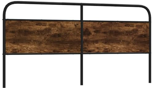 vidaXL Kopfteil Räuchereiche 180 cm Stahl und Holzwerkstoff, Bettkopfteil, Kopfteil für Doppelbett, Bett Kopfteil, Bettkopfteile, Doppelkopfteil