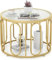 FANTASK Goldener Couchtisch rund, Wohnzimmertisch mit 2 Glasplatten & Ablagefläche & drehbarem Metallgestell, Gold