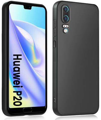 HuwaiH Handyhülle für Huawei P20 Hülle, Anti-Rutsch Stoßfest Haltbarkeit Schutzhülle, Anti-Fingerabdruck Kratzfest Weich TPU Case, Rundumschutz, Fallschutz, Passgenau für Huawei P20, Schwarz