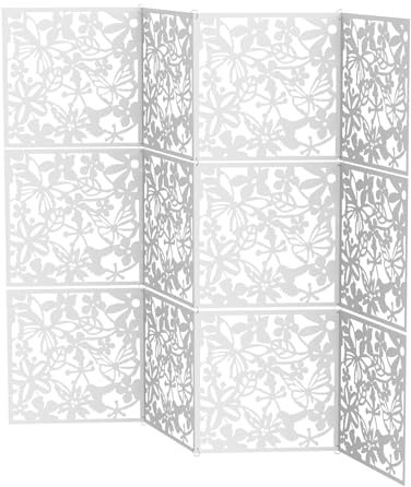 12pc Wandverkleidung Faltbarer Paravent Raumtrenner Weiß Quadratisch Hohlraumschnitzerei Trennwand für Schlafzimmer Wohnzimmer Esszimmer Flur Bar Innenbereich