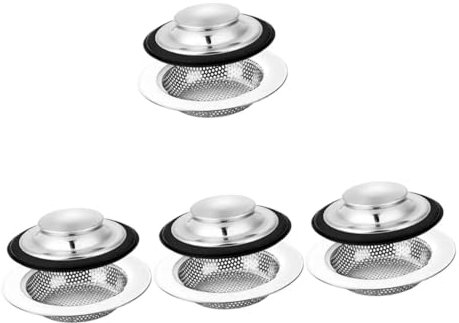 DOITOOL 4 Juegos Filtro De Fregadero Tapones De Fregadero Filtrar Escurridores Protectores De Fregadero para Fregadero De Cocina Drenar Hundir Filtros De Grifo Acero Inoxidable Silver