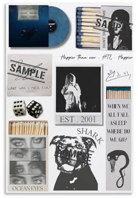 WEIJUNMAOYI Billie Eilish Illustration Poster Wandkunst Leinwand Poster Zimmer Deko Ästhetik Poster Druck Dekor Poster 30x45cm, Ohne Rahmen