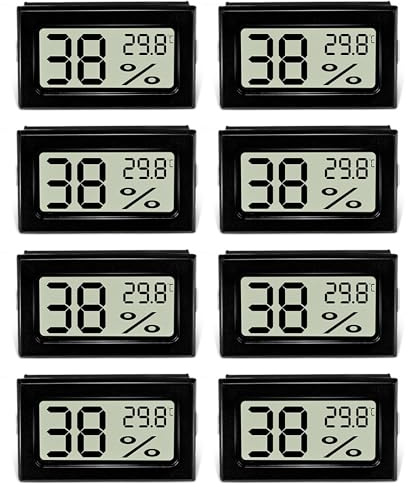 8 Stk Hygrometer Thermometer, Mini Digital Hygrometer mit LCD | Indoor Hygrometer Temperatur Luftfeuchtigkeitsmesser Celsius(℃) für Weinkeller Gewächshaus Babyzimmer