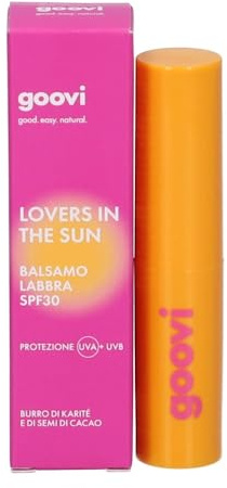 Goovi, Lovers in The Sun, Sonnenschutz für Lippen LSF 30, mit Sheabutter und Kakaosamen, feuchtigkeitsspendende und pflegende Formel für weiche und geschützte Lippen, exotisches Fruchtaroma