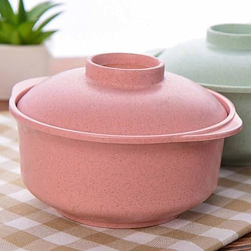 KIMISS Noodles Bowl with Lid, Wheat Flavor Noodle Bowl Lid Soup Cover Nordic Student Soup Tableware Lunch Box Cup Students Multifunction Food Container