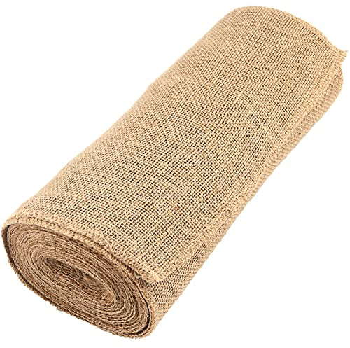 NGOSUET Jute Tischläufer 30cm x 10m, Natur Sackleinen Juteband Tischband 30cm Breit, Jutestoff Rolle für Hochzeit Party Dekoration, Handwerk