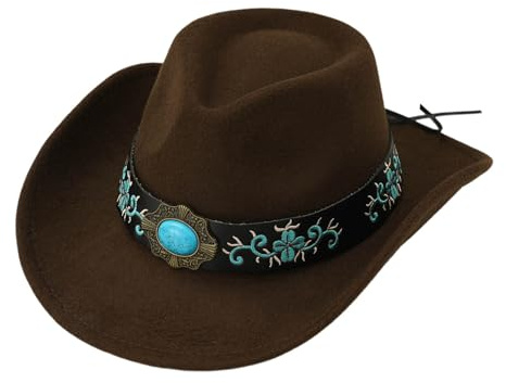 Cappello da cowboy da donna e uomo, cappello di paglia occidentale, vintage, elegante, indiana Jones, cappello da panama, cappello da uomo e donna, unisex, cappello in feltro per carnevale, cosplay