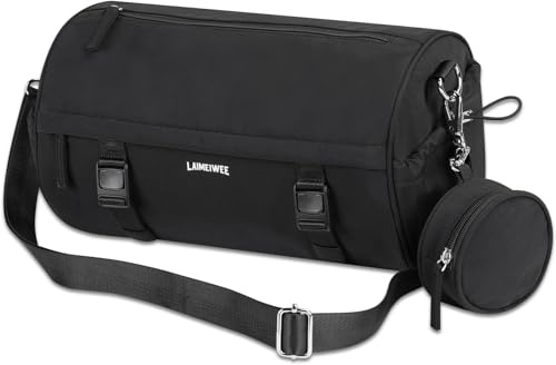 LAIMEIWEE 15L Kleine Sporttasche für Damen & Herren, Wasserdichte Trainingstasche mit Nassfach und Yogamattengurt, Kompakte Duffle Bag für Gym, Yoga, Reise, Schwimmen und Sauna(Schwarz)