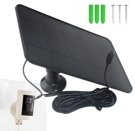 Huxibai Panneau Solaire Ring 20W - 20W Type C Rechargeable Étanche,Chargeur Solaire pour Sonnette Ring - pour Usage intérieur/extérieur, Maison, Bureau,
