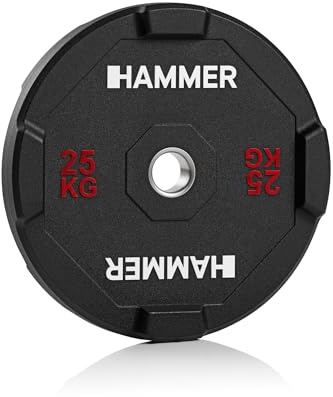HAMMER Bumper Plate Competition, Hantelscheiben 25 kg, 50 mm, olympische Gewichtsscheiben für Krafttraining und Functional Training