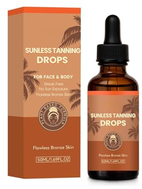 Selbstbräuner Serum für Gesicht und Körper, Self Tanning Drops für Natürliche Bräune ohne Sonne, Langanhaltende & Streifenfreie Bräunung, Individuell Aufbaubar für Alle Hauttypen (1 Stk)