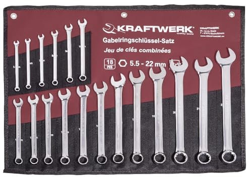 Kraftwerk 3557R 18-teilig Gabelringschlüsselsatz 5-22mm Rollt, Cromo