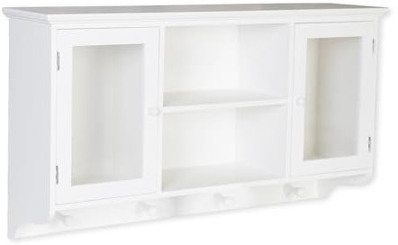 DRULINE Wandgarderobe Weiß–Moderne Garderobenleiste aus MDF Holz, matt lackiert – Mit robusten Metallhaken, ideal für Flur, Schlafzimmer, Büro – Platzsparende Wandmontage, stilvolle Aufbewahrung