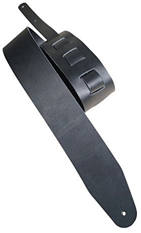 Leder Gitarrengurt 'Basic', in 10 Farben, 2 Längen und 3 Breiten, Echtleder, Farbe:schwarz, Größe:6cm breit / 130-170cm lang