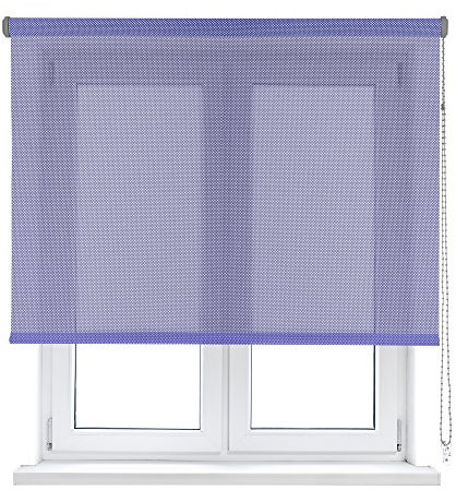 VIEWTEX Seitenzugrollo Screen 10% Öffnungsgrad Silber und Blau 75 x 250 cm 5 Jahre Garantie