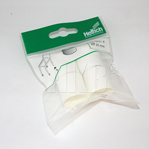 HKB ® 4 Stück Fusskappe, Möbelgleiter zum Aufstecken, für Stuhl- oder Tischbeine, rund ø = 25mm / 30mm hoch, Kunststoff weiss, Hersteller Hettich, Artikel-Nr. 062863