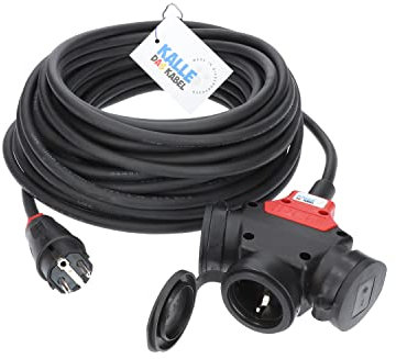 Gummi Verlängerungskabel SCHUKO mit 3-Fach Kupplung H07RN-F 3G 2,5mm² von KALLE DAS KABEL 25 Meter