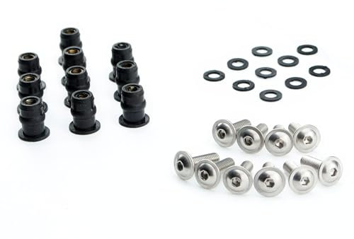 M5x16mm Motorrad Windschild Befestigung Schrauben Gummimuttern 5mm Set silber - 30 Teile