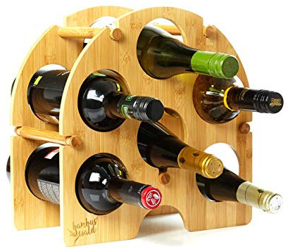 bambuswald© rundes Weinregal für 6 Flaschen aus 100% nachhaltigem Bambus | Etagen Flaschenregal Weinschrank Weinhalter Weinablage