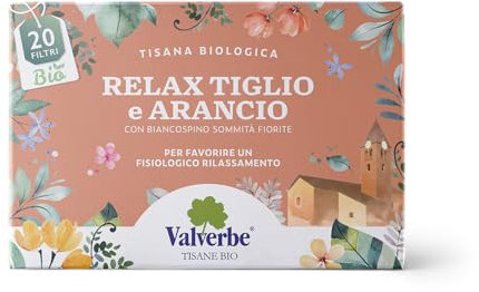 VALVERBE Tisane Relax Tiglio e Arancio Biologico 20 Filtri - Pacco da 6 - 120 g