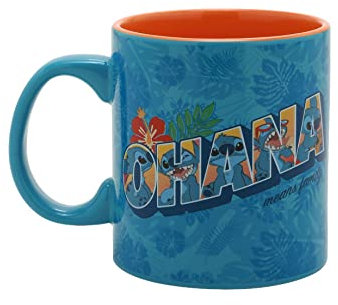 Disney Lilo & Stitch Ohana - Taza floral multicolor