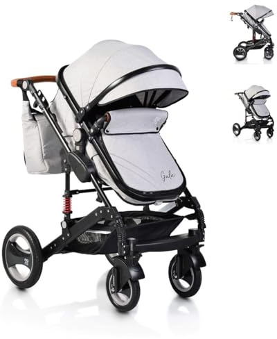 Moni Kinderwagen Gala Tragetasche Sportsitz umbaubar Wickeltasche Sitz umkehrbar hellgrau