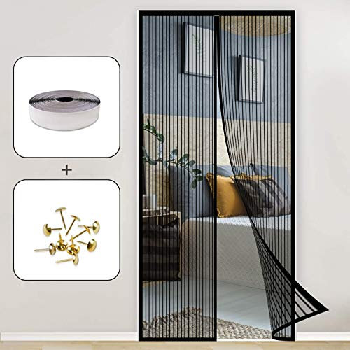 Zanzariera Finestra Magnetica 80x250cm Controllo degli Insetti Zanzariere su Misura Chiusura Automatica per Scorrevole Legno, Ferro, in Alluminio Porte, Nero A