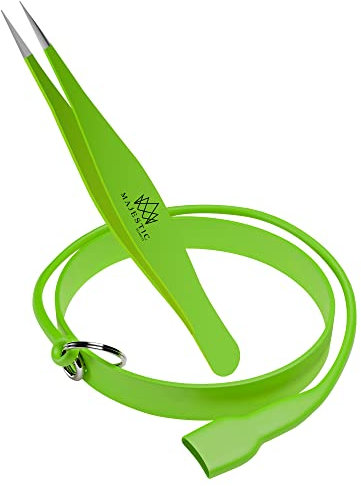 Fine Point Tweezers for Women and Men Stylish X Drop Wristband- Splinter, Ticks, Facial or Chin Hair, Brow & Ingrown Hair Removal Set – Sharp, Needle Nose, Stainless Steel, Surgical Precision Pluckers