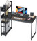 CubiCubi Computer Desk with 4 Tier Storage Shelves on Left or Right, 100x60x117 cm Study Writing Table with Bookshelf for Home Office, Modern Simple Style, Steel Frame, Black