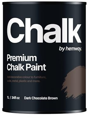 Hemway - Premium Chalk Paint - Dark Chocolate Brown 1 L | Chalky Matt Shabby Chic Finish for Interior Furniture & Walls | Quick Dry & 1 Coat