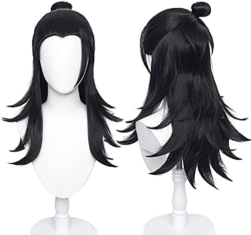 PWEINCY Kostüm-Perücke für Geto Cosplay lange schwarze Perücken für Männer Anime Party Halloween
