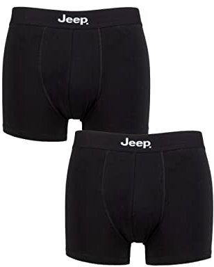 Jeep Men's Cotton Plain Fitted Key Hole Trunk Boxer Shorts - Black/Black S