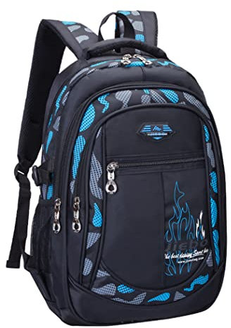 Camouflage-Druck Jungen Rucksack für Schule, Camouflage-Büchertaschen Schultaschen, B-Rucksack, blau, A