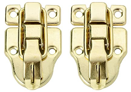 Confezione da 2 chiusure a levetta in stile retrò, in metallo anticato, con viti di montaggio, per portagioie, armadietti, scatole in legno, artigianato (oro)