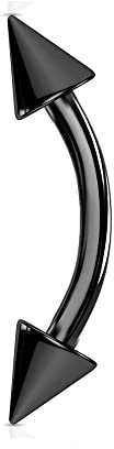 Jewel Barrel Banane Piercing Augenbrauen Schmuck Barbell Helix Daith Ohrringe Körperschmuck 16g (1,2 mm) 6 | 8 | 10 | 12mm Stablänge mit Chirurgenstahl mit Kegel Spitzen (Schwarz, 12)