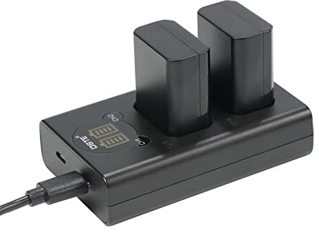 DSTE NP-FW50 Batteries de caméra, Ensemble de Chargeur de Batterie 2 Packs 1950mAh Compatible avec Sony DSC-RX10 A6500 A6300 A6000 A5100 A7II A7RII A7SII A7S A7S2(Port USB Type-C et Port USB-A 2.0)