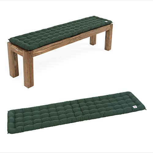 HAVE A SEAT Living - Bankauflage 180x40 cm - Bequeme Sitzauflage Bank, 5 cm Dick - Waschbar bis 95°C, Orthopädisch, Wetterfest - Made in Germany (180x40 cm, Moosgrün)