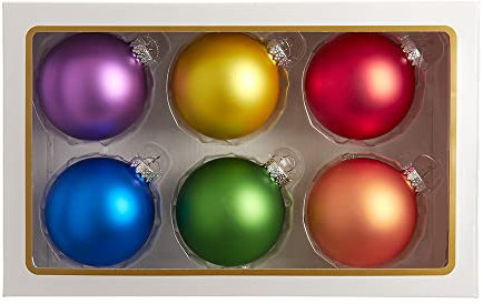 Kurt Adler Kugel-Set, 80 mm, Glas, matt, 6-teilig