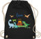 Turnbeutel Rucksack - Geschenk Dinosaurier personalisiert mit Name I Dino I Dinos - Unisize - Schwarz - sportbeutel junge kita beutel für wechselwäsche tier trex stoffbeutel