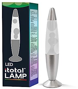I-TOTAL® - Lampe à lave LED avec résistance chauffe cire, sans ampoule (CHANGE COULEURS RGB, BASE ARGENT)