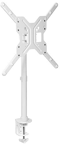 VIVO Ultra Wide TV Desk Mount for up to 55 inch Screens Weighing 66 lbs, Full Motion Height Adjustable Single Television Stand, White, STAND-V155CW