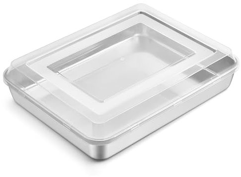 HaWare Backblech mit Deckel, Edelstahl Rechteckige Auflaufform Ofenblech mit Transportbox, 31,6x24,6x5cm, Tiefes Kuchenblech Fettpfanne für Brownie Kuchen Lasagna, Gesund & Ungiftig, Spülmaschinenfest