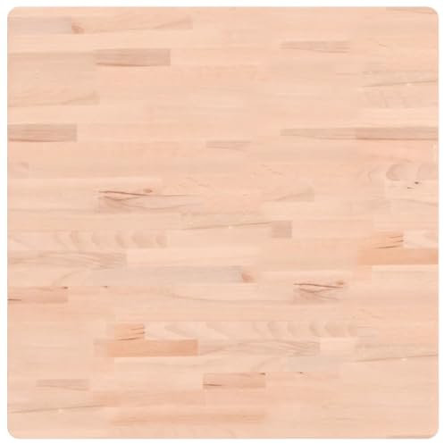 vidaXL Tischplatte, Quadratisch Holzplatte mit 4 abgerundeten Ecken, Holztischplatte Ersatzplatte für Couchtisch, Massivholztischplatte Platte, 70x70x1,5 cm Massivholz Buche