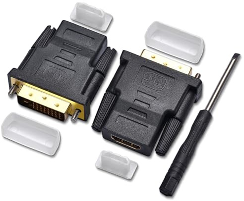 QimKero DVI to HDMI, Bidirectional DVI to HDMI, Male to Female Adapter 2-Pack,(24+1) Adapter with Gold-Plated Support 1080P,for Computer, Monitor, Projector, TV, PS3/4/5 Nintendo Switch and More