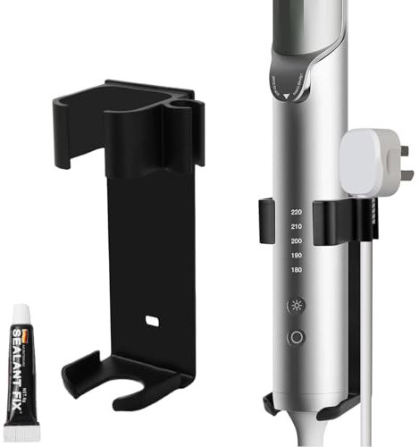 Azonelife Porta Piastra per Capelli, Supporto da Parete Alluminio Ferro Arricciacapelli, Staffa da Parete per Strumenti per Capelli Senza Forare per Bagno Camera da Letto Toilette, Nero