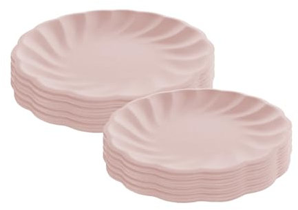Platos Desechables - 24 platos en forma de flor - 12 platos de 23 cm y 12 platos de 19 cm - Fabricado con Caña de Azúcar - Ideal Para fiestas de cumpleaños, comuniones - Color: Rosa - Aktual