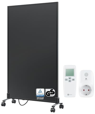 BR Bringer Infrarotheizung Standgerät - 800 Watt - Energiesparend - Mobile Elektroheizung mit Standfüßen auf Rollen, Smart Thermostat und Fernbedienung - 5 Jahre Garantie, TÜV (schwarz)